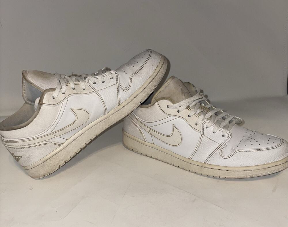 Nike Air Jordan 1 Low Sneakers Mens Size 10 Triple White Athletic 553558-130
